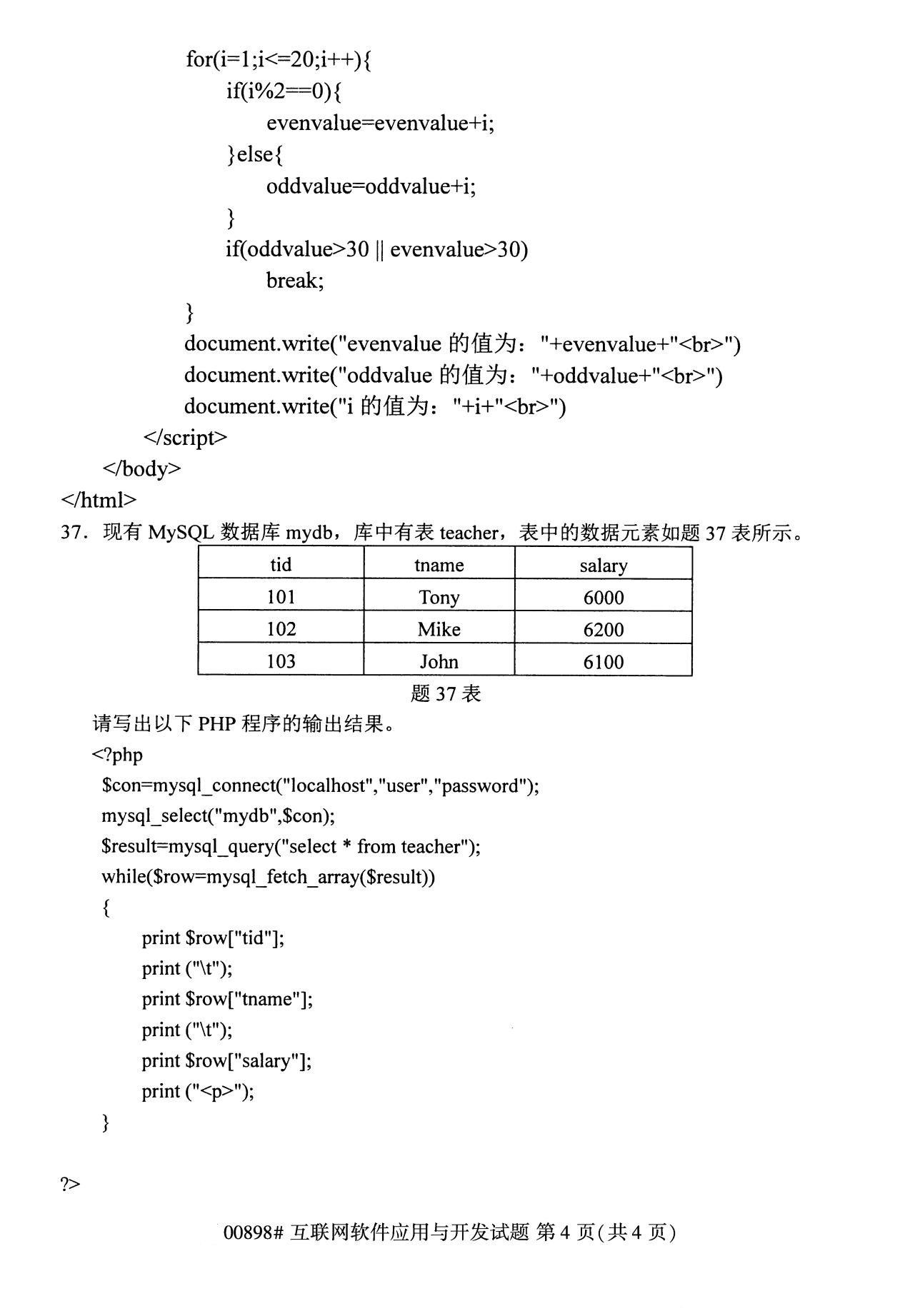 下面是2020年8月全国自考专科互联网软件应用与开发（00898）试题，扫描下面二维码，关注微信公众号，回复关键词“自考真题”，获取“8月全国自考试卷汇总。